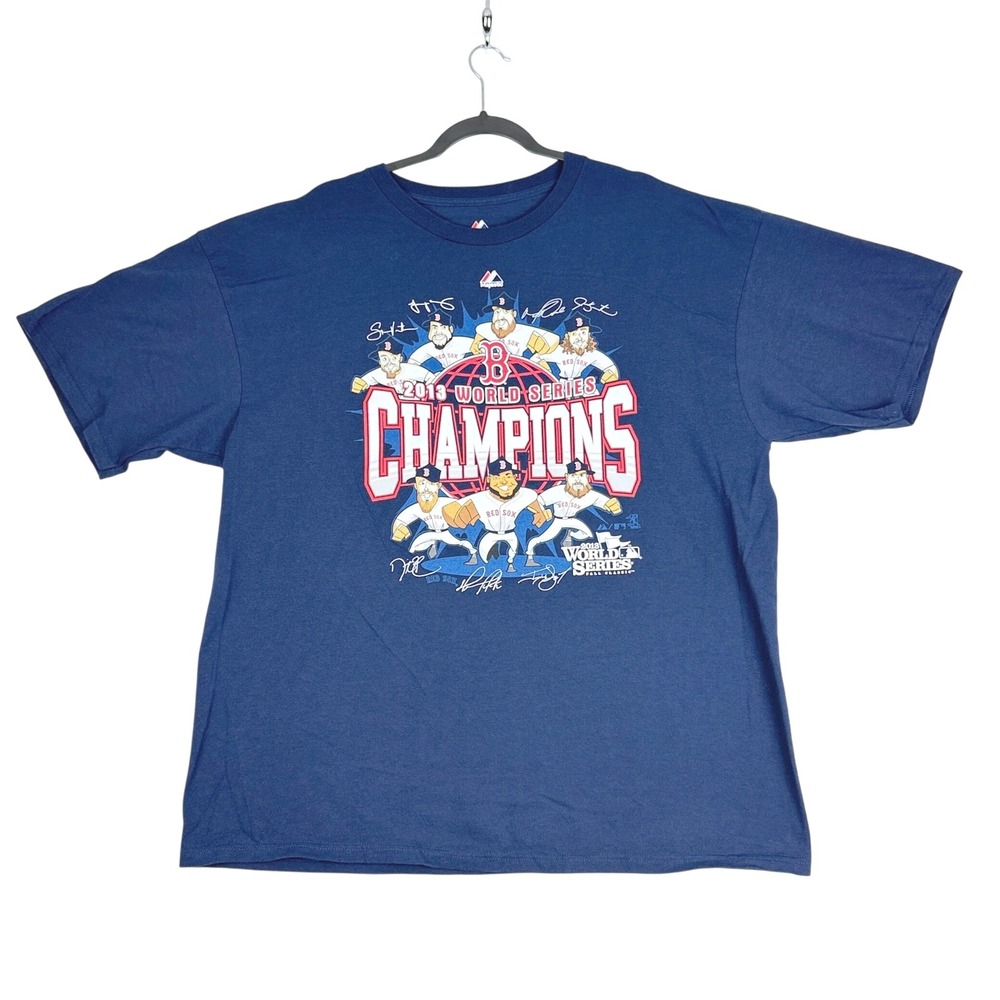 Boston‎ Red Sox 2013 World Series Champs Majestic Tshirt Mens 2XL Blue